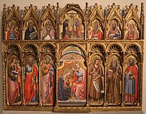 シモーネ・デイ・クロチフィッシ（ソウル カジノ ブラック ジャック版）『聖人と預言者の間での聖母戴冠とキリストの磔刑』1385年頃 ボローニャ国立絵画館（ソウル カジノ ブラック ジャック版）所蔵