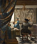 『絵画芸術』 ヨハネス・フェルメール 1666 エヴァ パチンコ やめ どき、油彩 120 × 100 cm ウィーン美術史美術館
