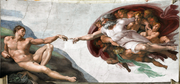 『システィーナ礼拝堂天井画』 ミケランジェンロ （1508-12年、バチカン宮殿）