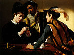 『トランプ詐欺師』 カラヴァッジオ 1596 エヴァ パチンコ やめ どき、油彩 90 x 112 cm キンベル美術館